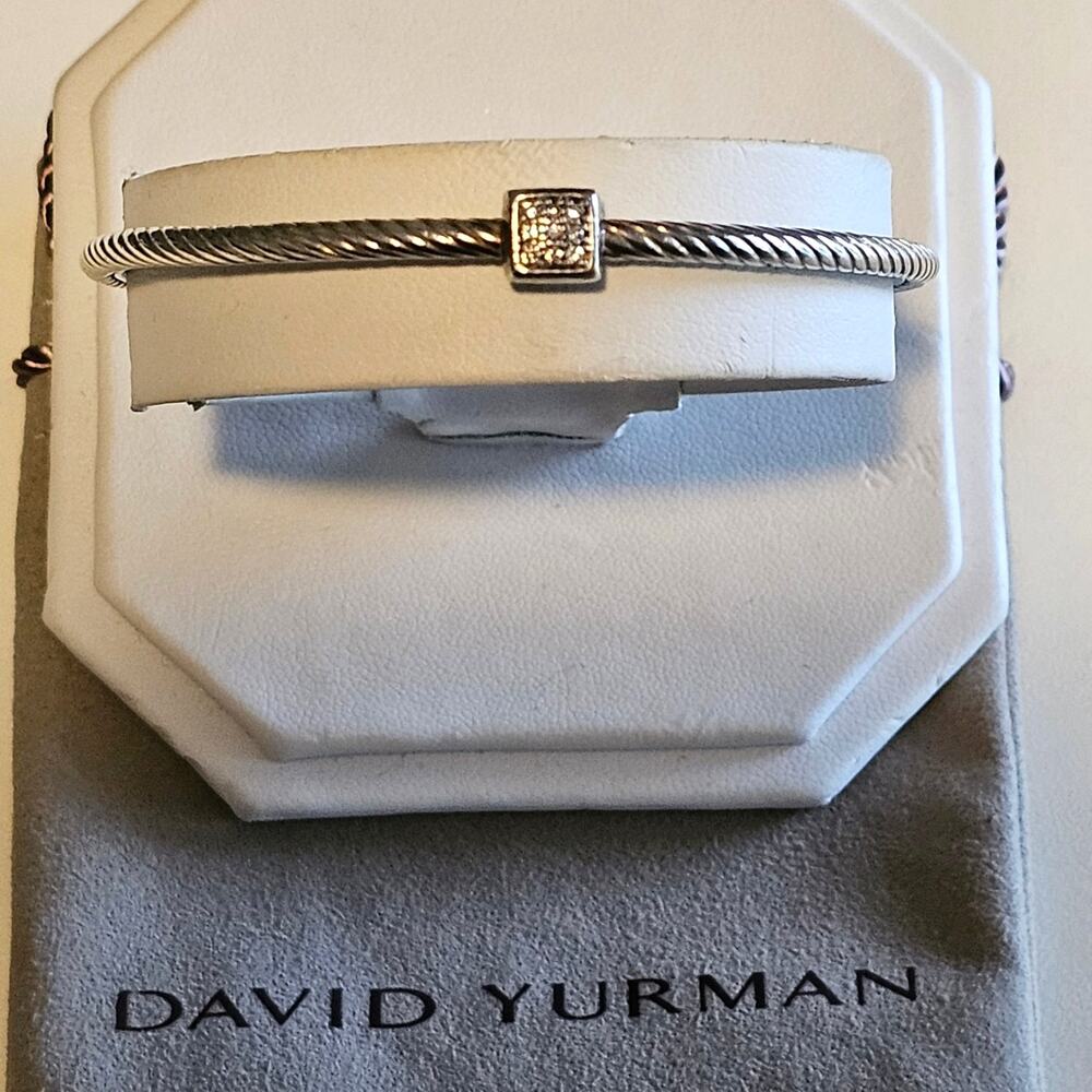 David Yurman Diamond Pave Confetti Sterling Silver Bangle Bracelet